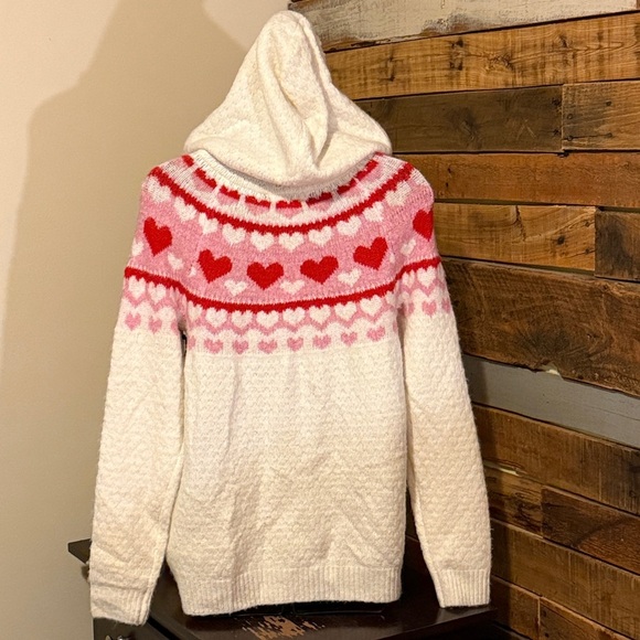 NWT Cupcakes & Cashmere Heart Isle Print Hooded Sweater - Picture 4 of 6